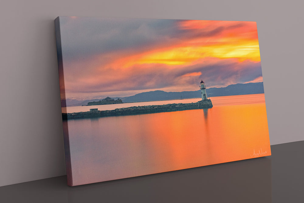 Warm Sunset Over Ladefyr and Munkholmen - AZIZ NASUTI ART GALLERY