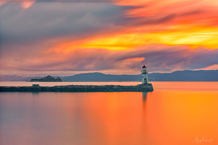 Warm Sunset Over Ladefyr and Munkholmen - AZIZ NASUTI ART GALLERY