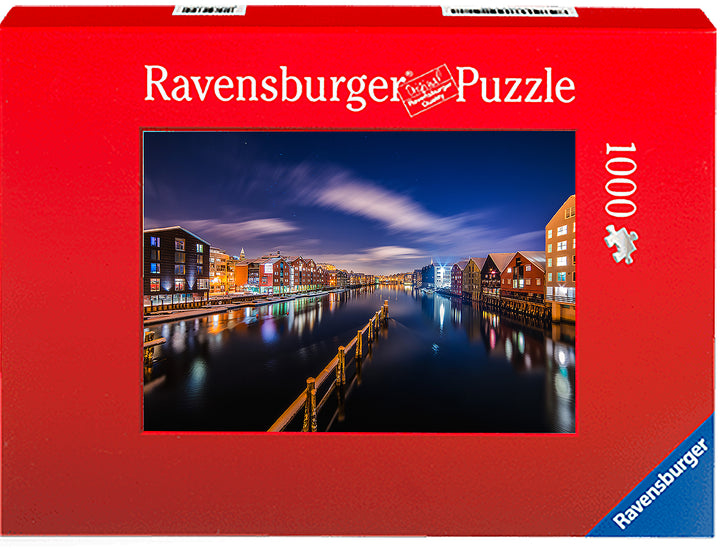 Trondheim Night From Bakke Bru (Photo Puzzle) - AZIZ NASUTI ART GALLERY