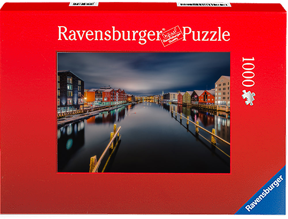 Trondheim Night From Bakke Bru 2 (Photo Puzzle) - AZIZ NASUTI ART GALLERY