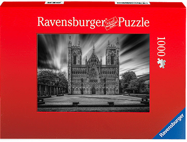 The Majestic Nidarosdomen in Black and White (Photo Puzzle) - AZIZ NASUTI ART GALLERY