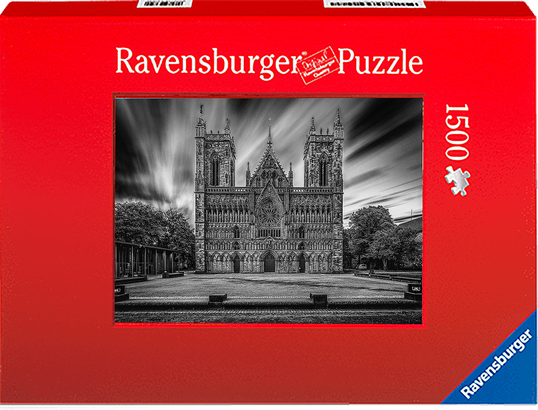 The Majestic Nidarosdomen in Black and White (Photo Puzzle) - AZIZ NASUTI ART GALLERY
