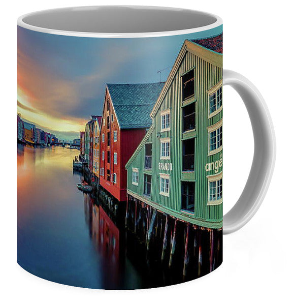 Trondheim Nidelva And Brygga  (Coffee Mug) - AZIZ NASUTI ART GALLERY