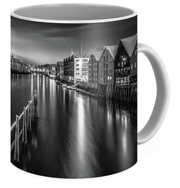 Trondheim Night From Bakke Bru (Coffee Mug) - AZIZ NASUTI ART GALLERY