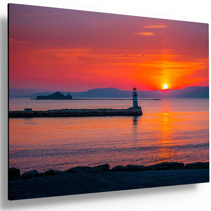 Beautiful Sunset Over Lade Lighthouse and Munkholmen From Ladestien