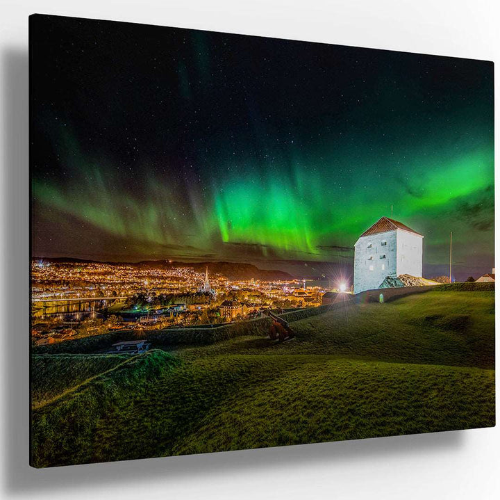 Beautiful Aurora Over Festningen in Trondheim Gallery Print