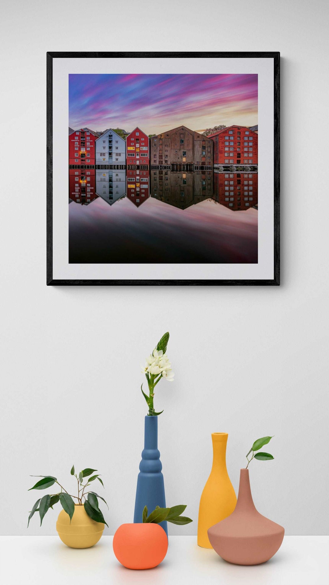 Mirror of Bryggene in Trondheim
