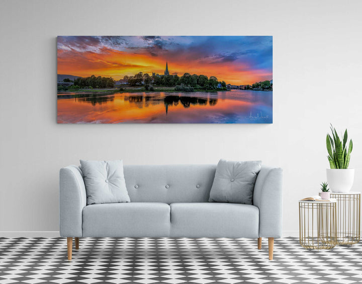 Amazing Sunset Over Nidarosdomen Domkirke In Trondheim (Canvas)