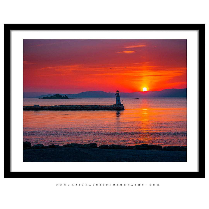 Beautiful Sunset Over Lade Lighthouse and Munkholmen From Ladestien