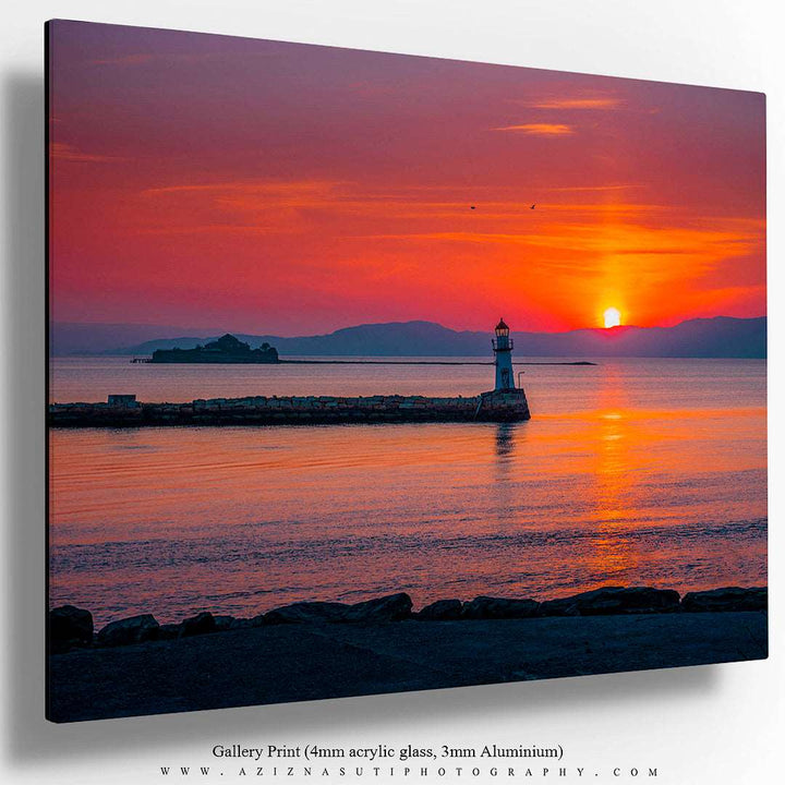 Beautiful Sunset Over Lade Lighthouse and Munkholmen From Ladestien