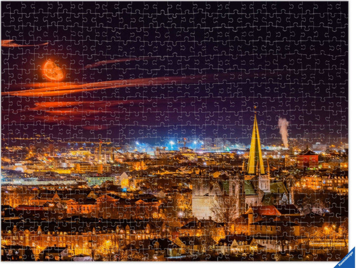 Moonrise Over Trondheim (Photo Puzzle) - AZIZ NASUTI ART GALLERY