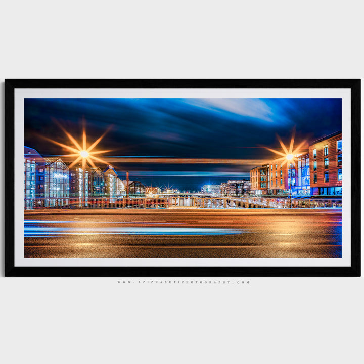 Nightscape of Trondheim: Light Trails Over Bakke Bru Bridge to Solsiden