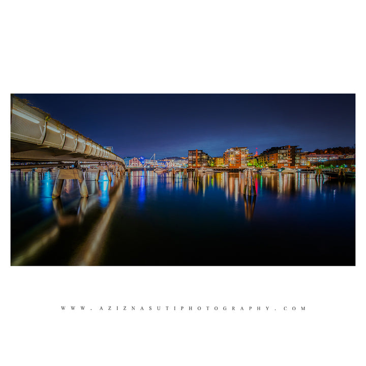 Nighttime View of Solsiden and Verftsbrua in Trondheim