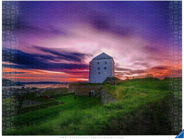 Beautiful Sunset Over Festningen in Trondheim (Photo Puzzle)