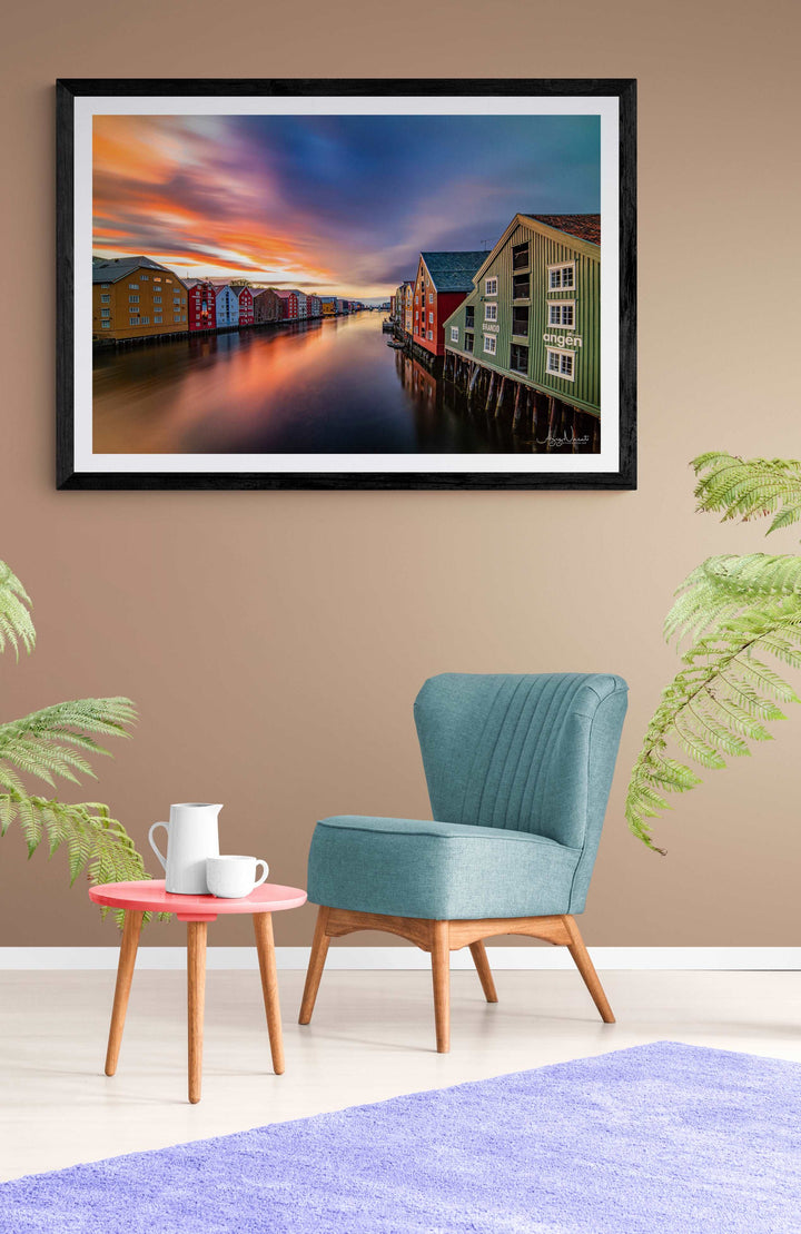 Gorgeous colors before rain In Trondheim Framed Print - AZIZ NASUTI ART GALLERY