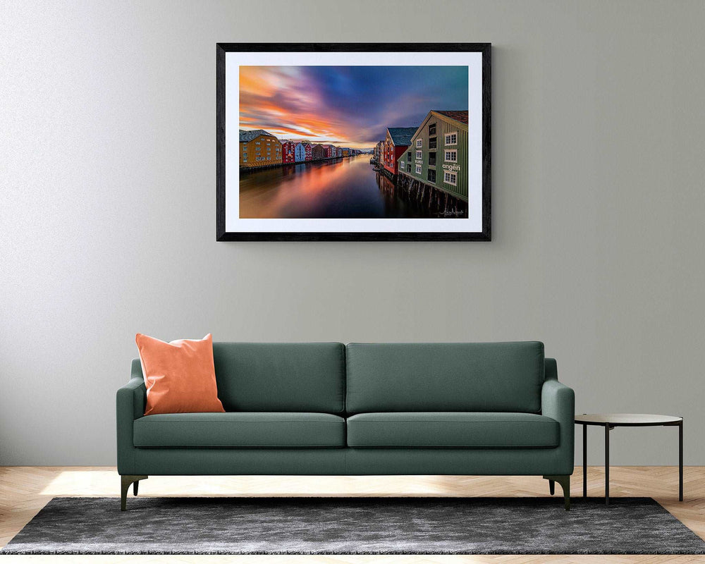 Gorgeous colors before rain In Trondheim Framed Print - AZIZ NASUTI ART GALLERY