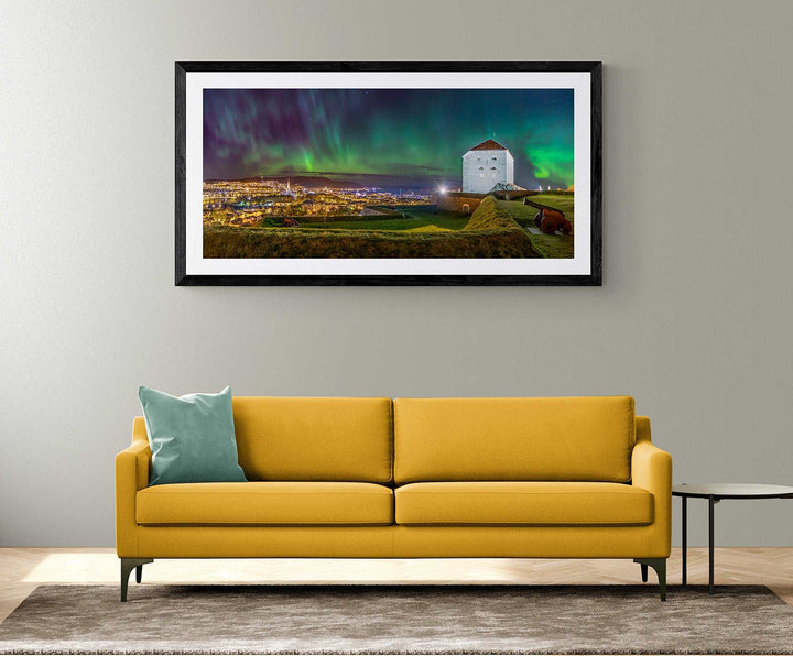 Beautiful Trondheim from Kristiansten Festning 150X80  with Art Glass (Limited Edition) - AZIZ NASUTI ART GALLERY