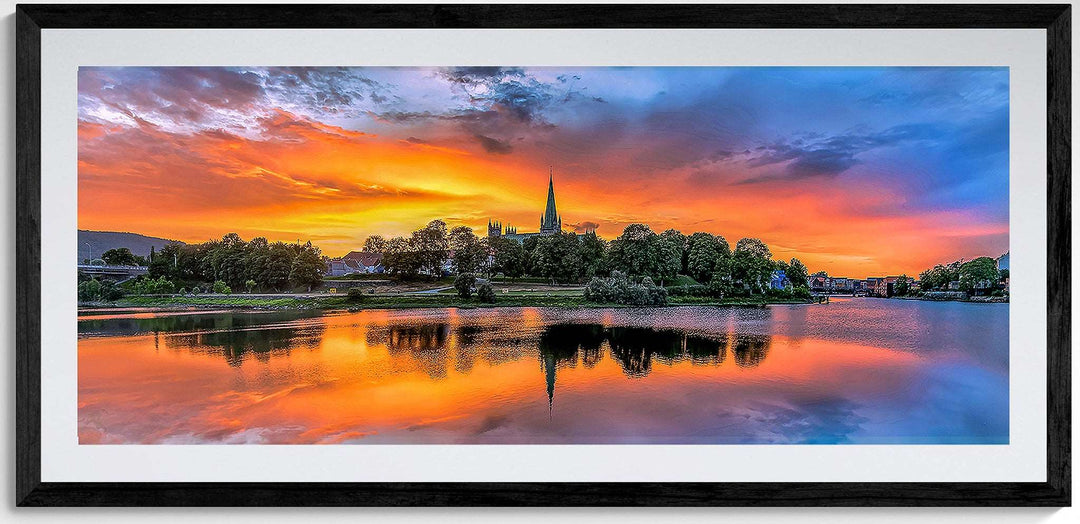 Beautiful Sunset over Nidarosdomen 160X70cm Art Glass (Limited Edition) - AZIZ NASUTI ART GALLERY