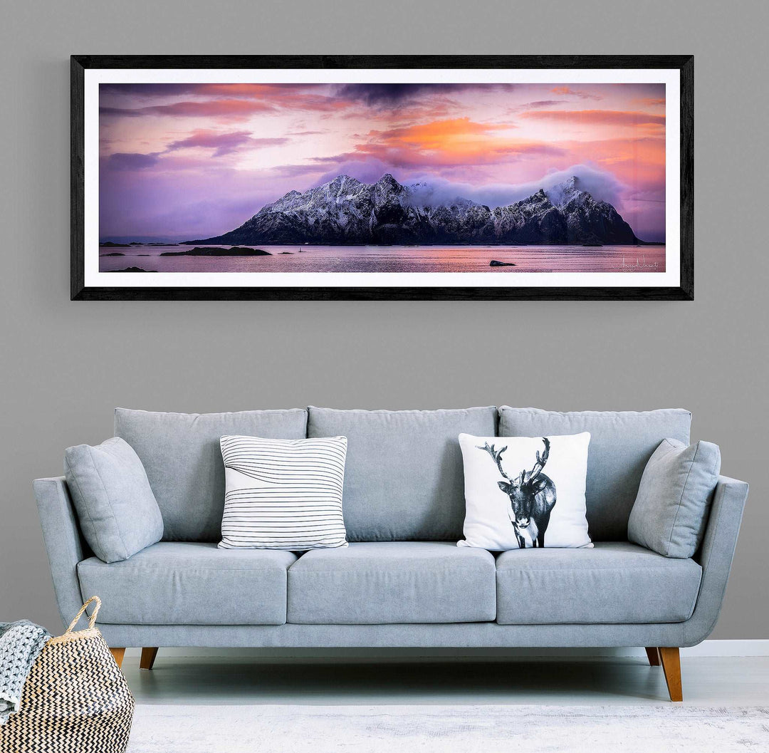 Beautiful lille Molla island in Lofoten 160X70 cm with Art Glass (Limited Edition) - AZIZ NASUTI ART GALLERY
