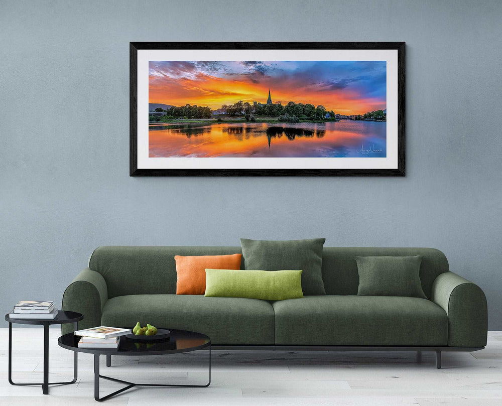 Beautiful Sunset over Nidarosdomen 160X70cm Art Glass (Limited Edition) - AZIZ NASUTI ART GALLERY