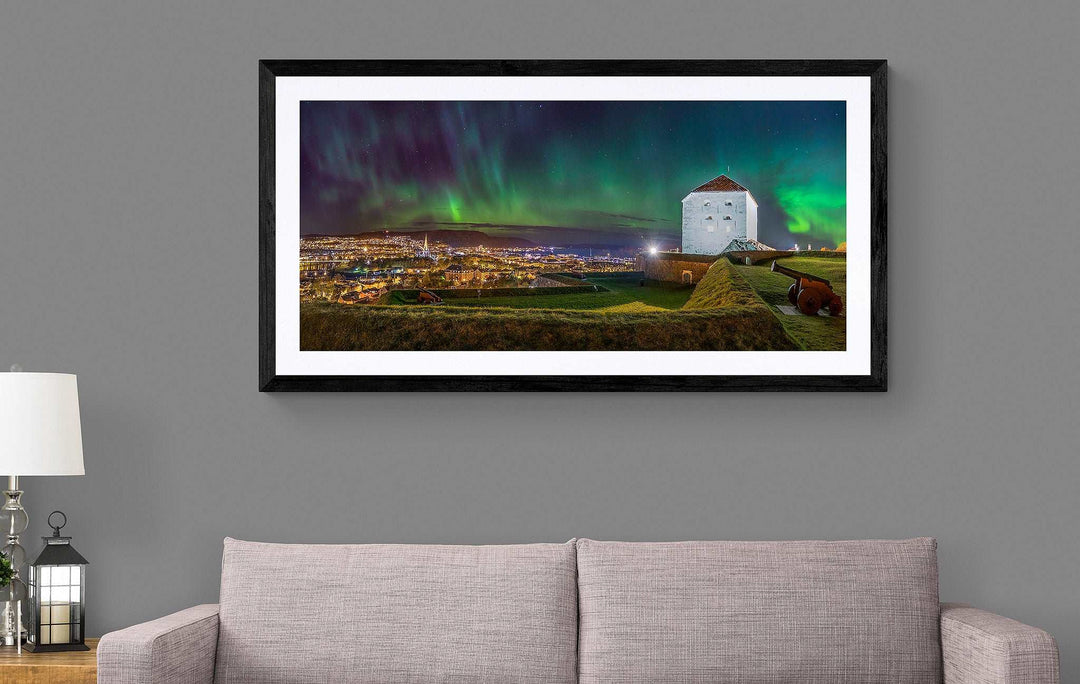 Beautiful Trondheim from Kristiansten Festning 150X80  with Art Glass (Limited Edition) - AZIZ NASUTI ART GALLERY