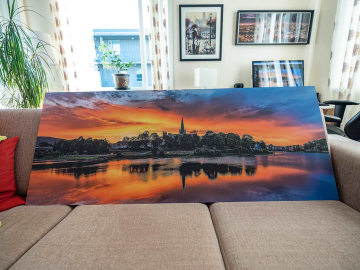 Beautiful Sunset over NIdarosdomen (120X60 cm on aluminium) - AZIZ NASUTI ART GALLERY