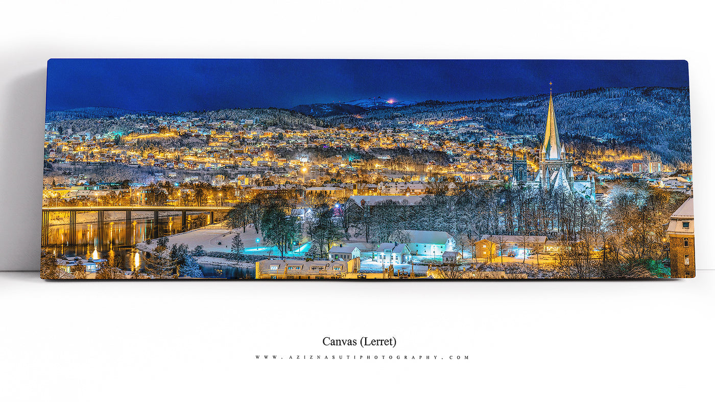 Trondheim Panorama Om Vinteren Fra Festningen (Lerret)