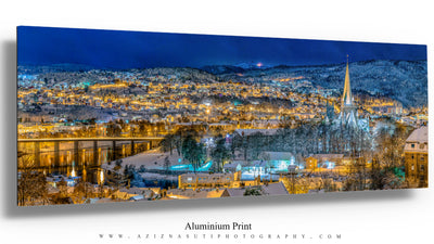 Trondheim Panorama Om Vinteren