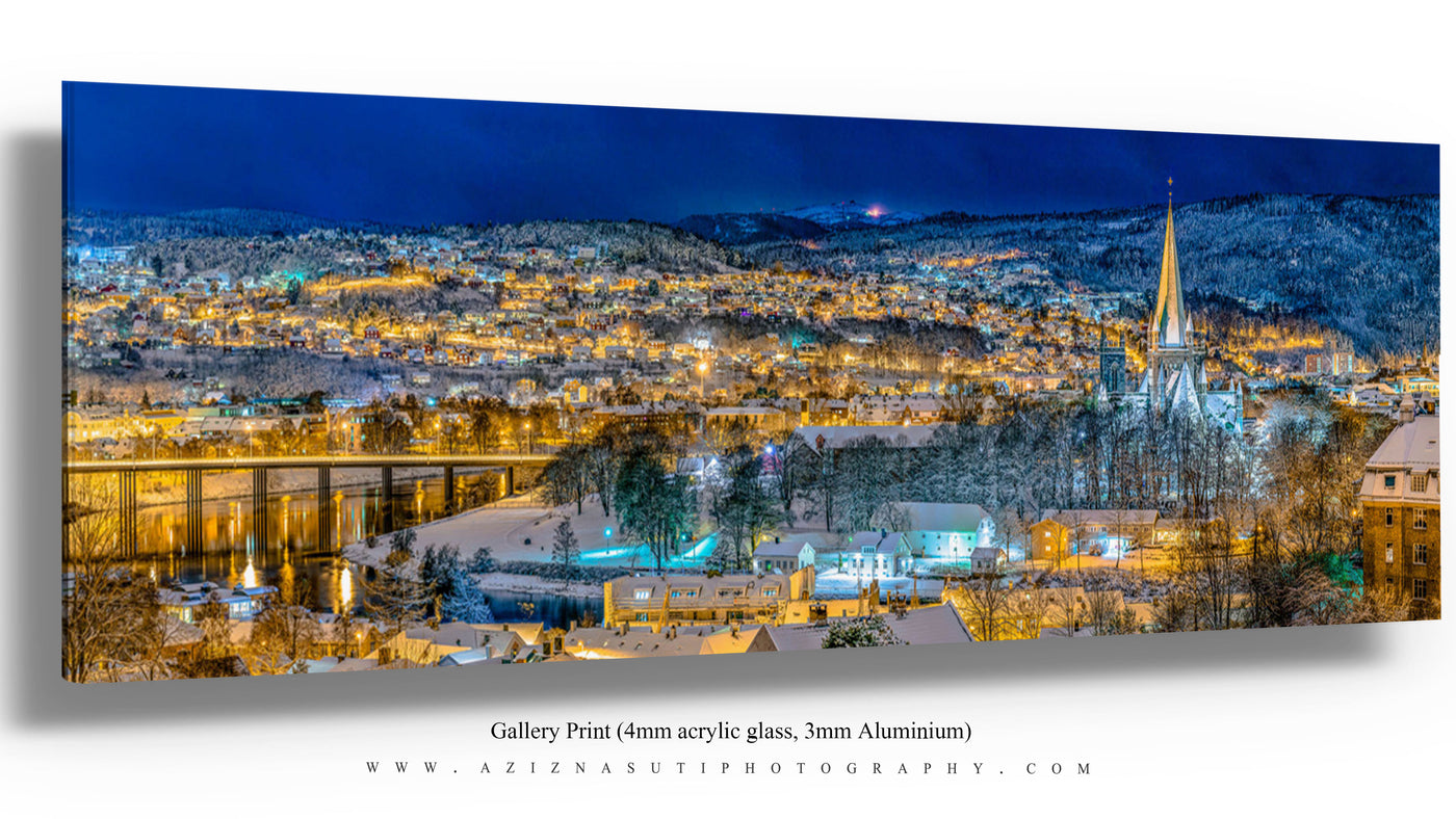 Trondheim Panorama Om Vinteren