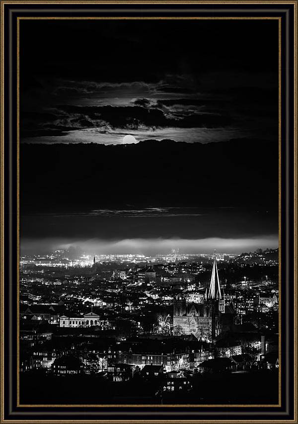 Moon Over Trondheim In A Misty Mood - AZIZ NASUTI ART GALLERY