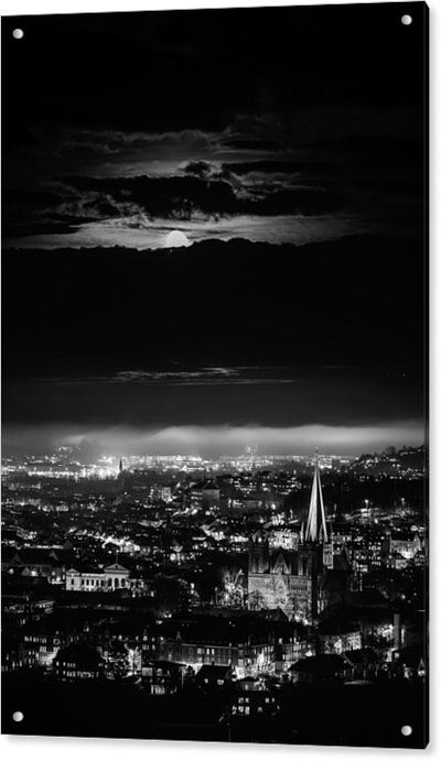 Moon Over Trondheim In A Misty Mood - AZIZ NASUTI ART GALLERY