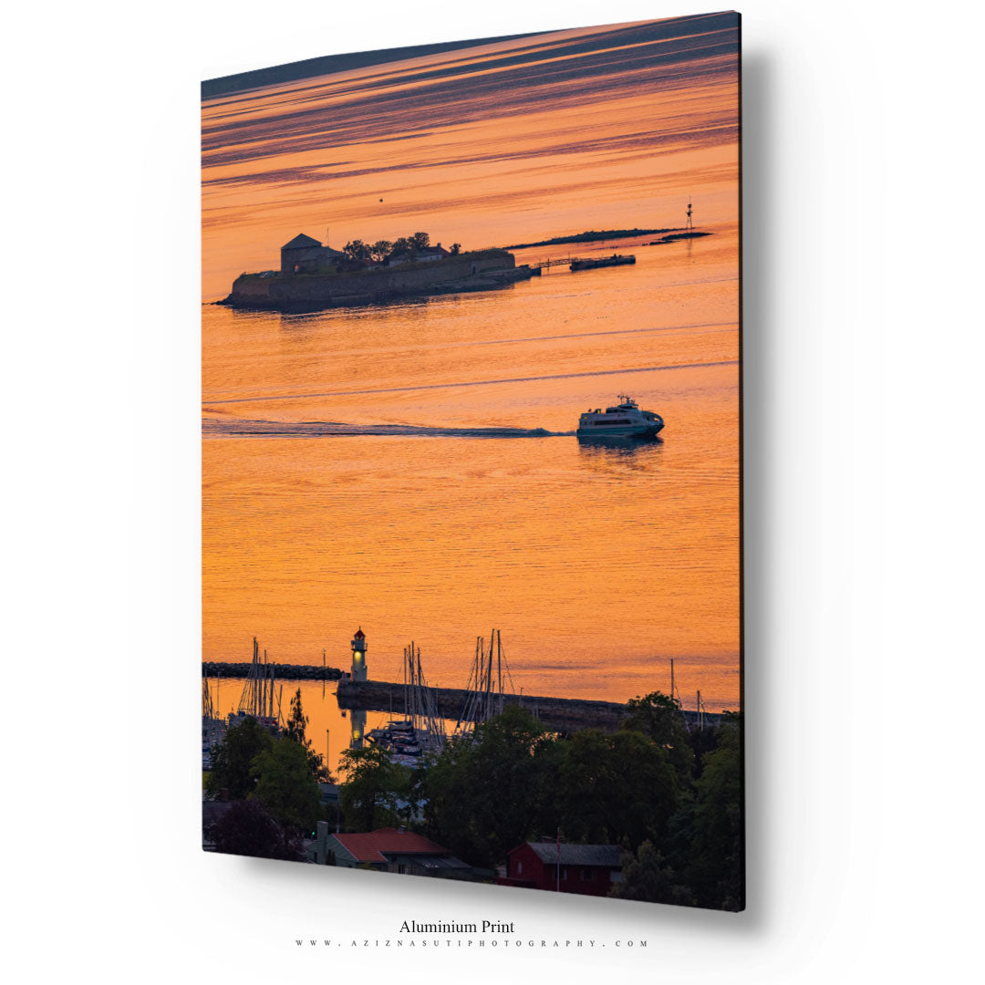 Skansen and Munkholmen Merged In Sunset Colors