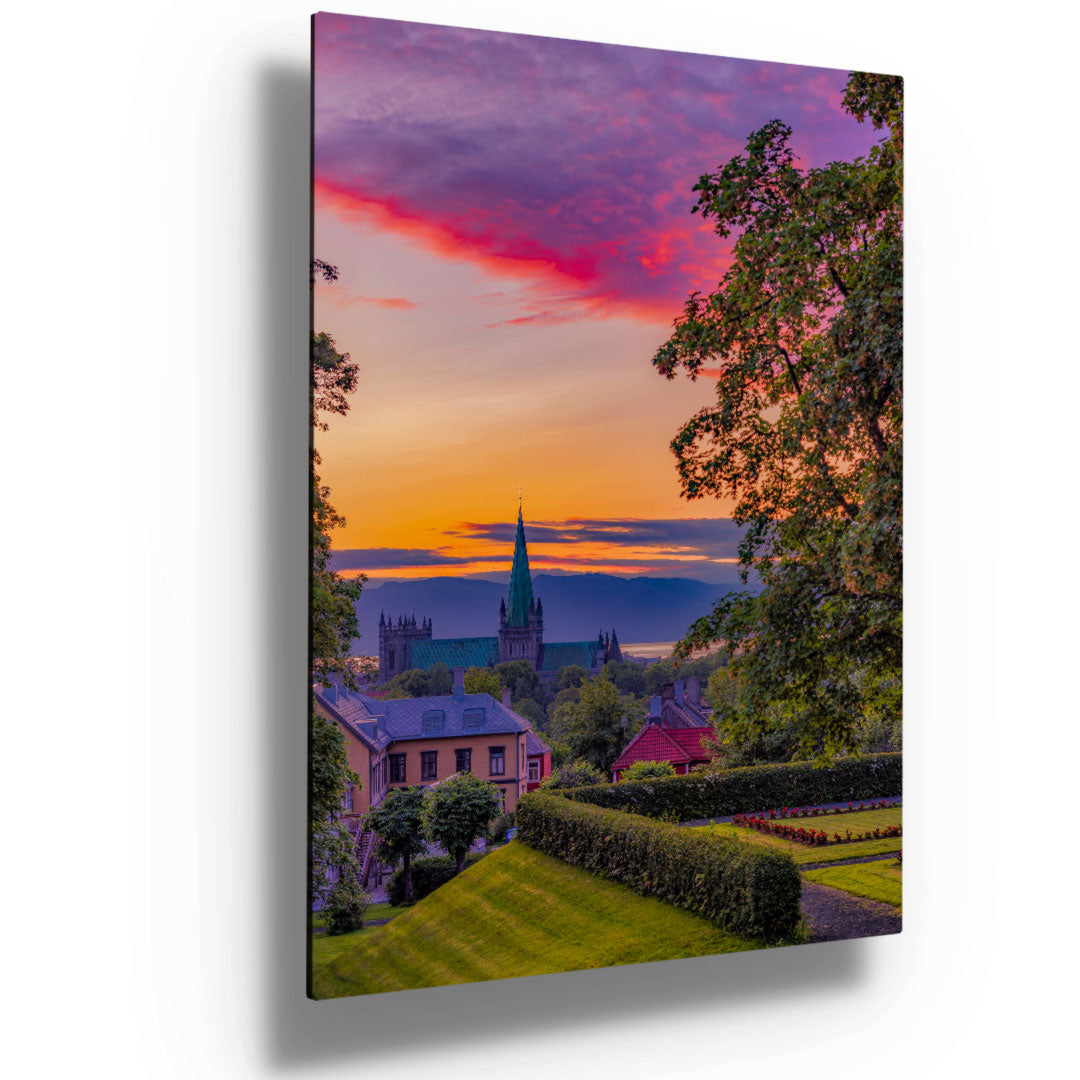 Beautiful Summer Color Over Trondheim From Høyskoleparken