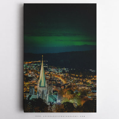 Aurora over Nidarosdomen With Autumn Colors