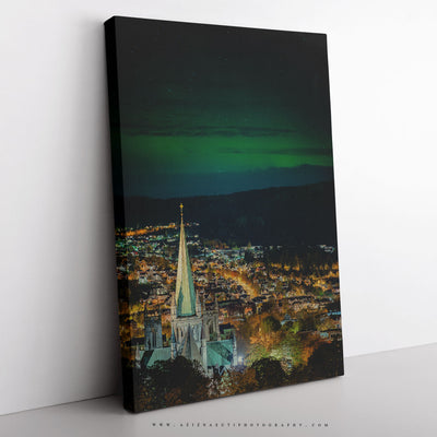Aurora over Nidarosdomen With Autumn Colors