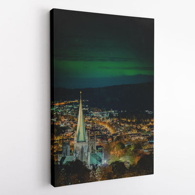 Aurora over Nidarosdomen With Autumn Colors