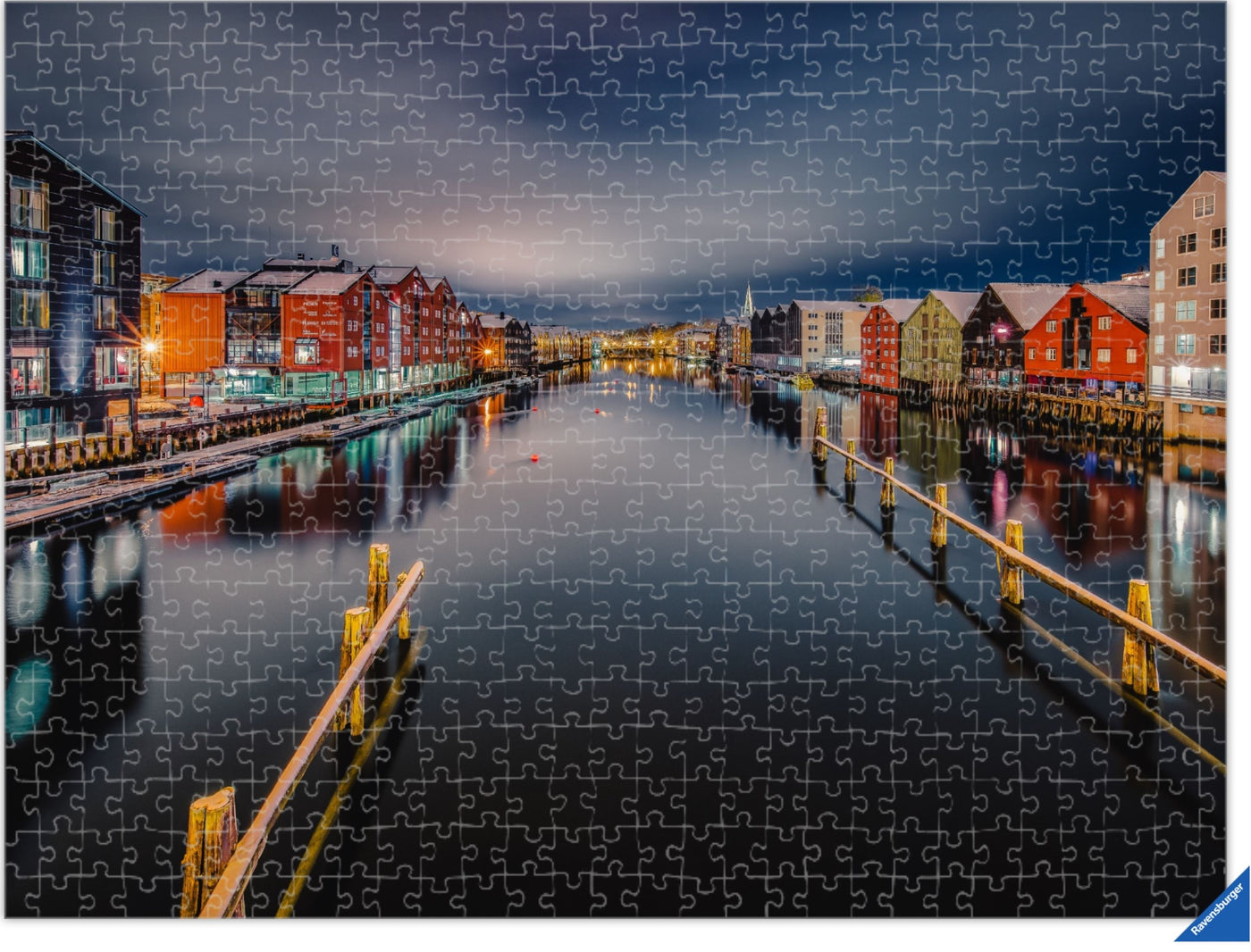 Trondheim Night From Bakke Bru 2 (Photo Puzzle) - AZIZ NASUTI ART GALLERY
