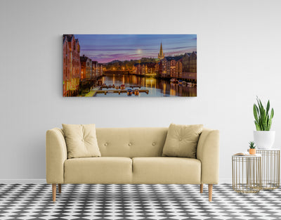 When the Moon Looks at The lights of Nidelva on Gallery Print (3 sizes) - AZIZ NASUTI ART GALLERY