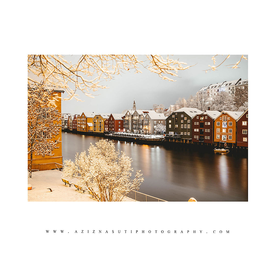 Vakker Vinterstemning i Trondheim Fra Gamle Bybro