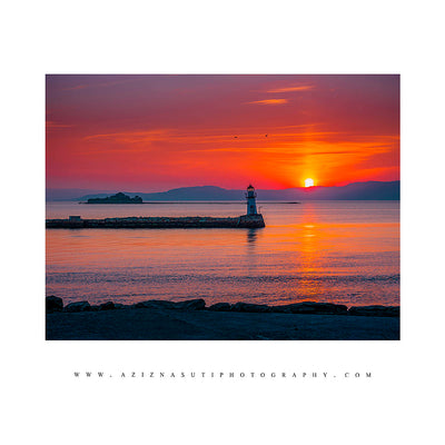 Beautiful Sunset Over Lade Lighthouse and Munkholmen From Ladestien