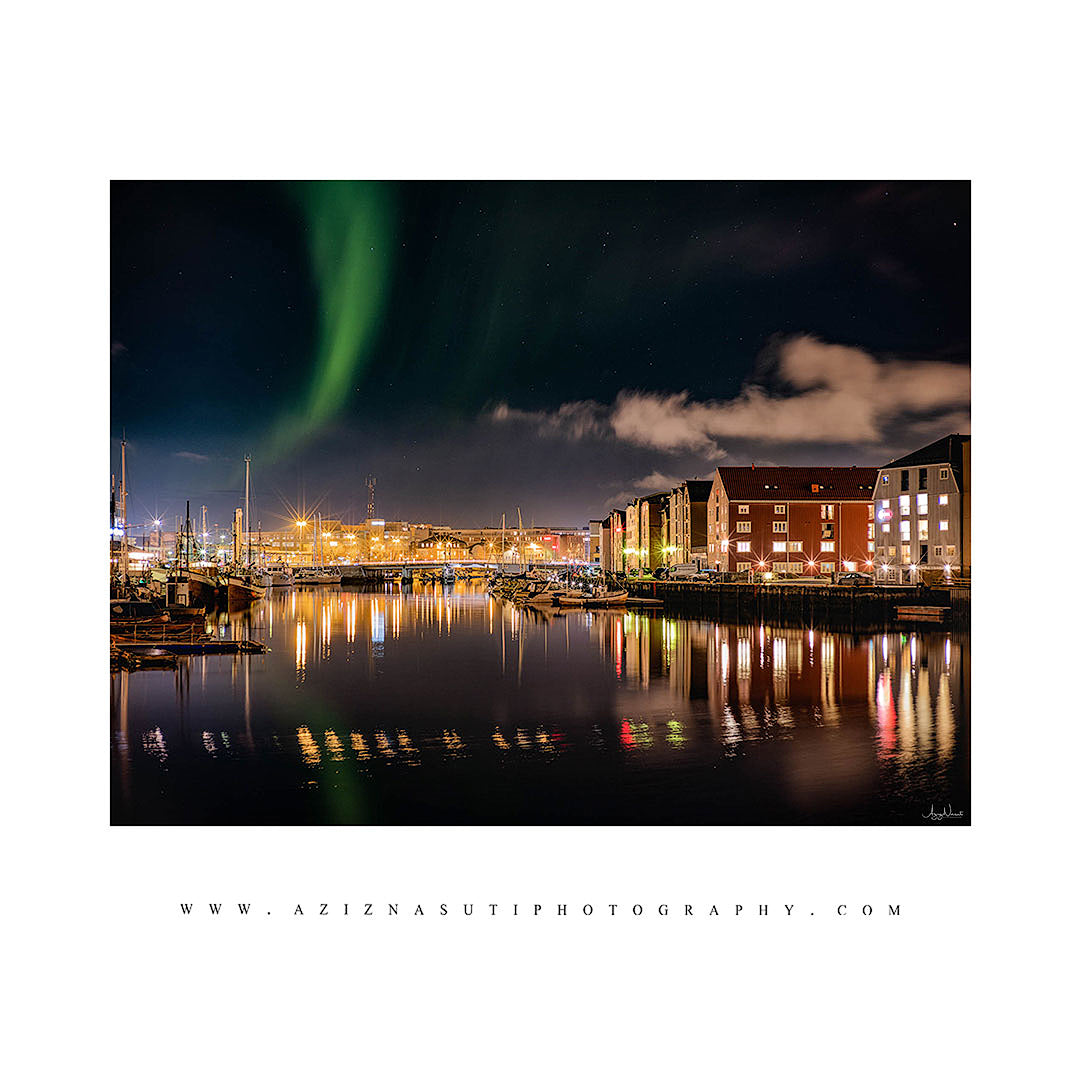 Northern Light Over Trondheim Canal