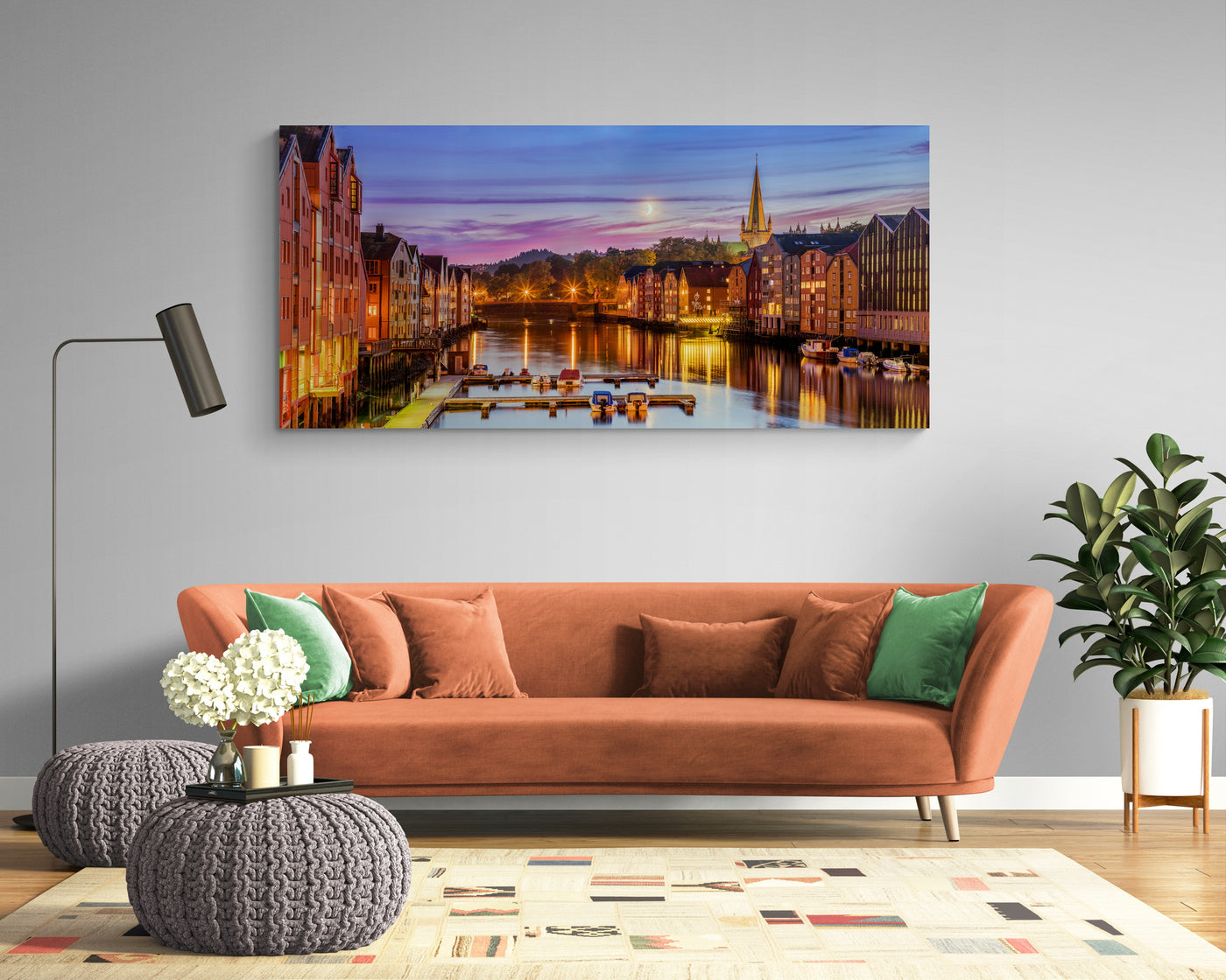 When the Moon Looks at The lights of Nidelva on Gallery Print (3 sizes) - AZIZ NASUTI ART GALLERY