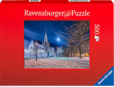 Nidarosdomen and the Moon in a beautiful winter mood (Photo Puzzle)