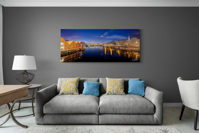 Trondheim winter night from gamlebybro towards the NTNU on Canvas (3 sizes)