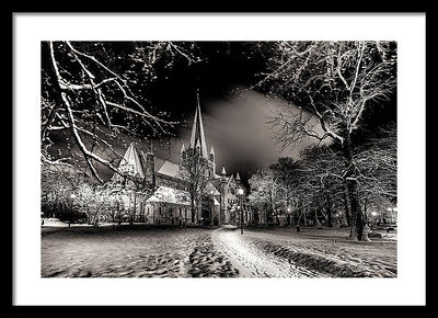 Nidarosdomen in a beautiful winter night - AZIZ NASUTI ART GALLERY