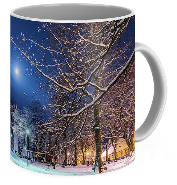 Nidarosdomen and Moon in a Beautiful Winter Mood (Coffee Mug) - AZIZ NASUTI ART GALLERY