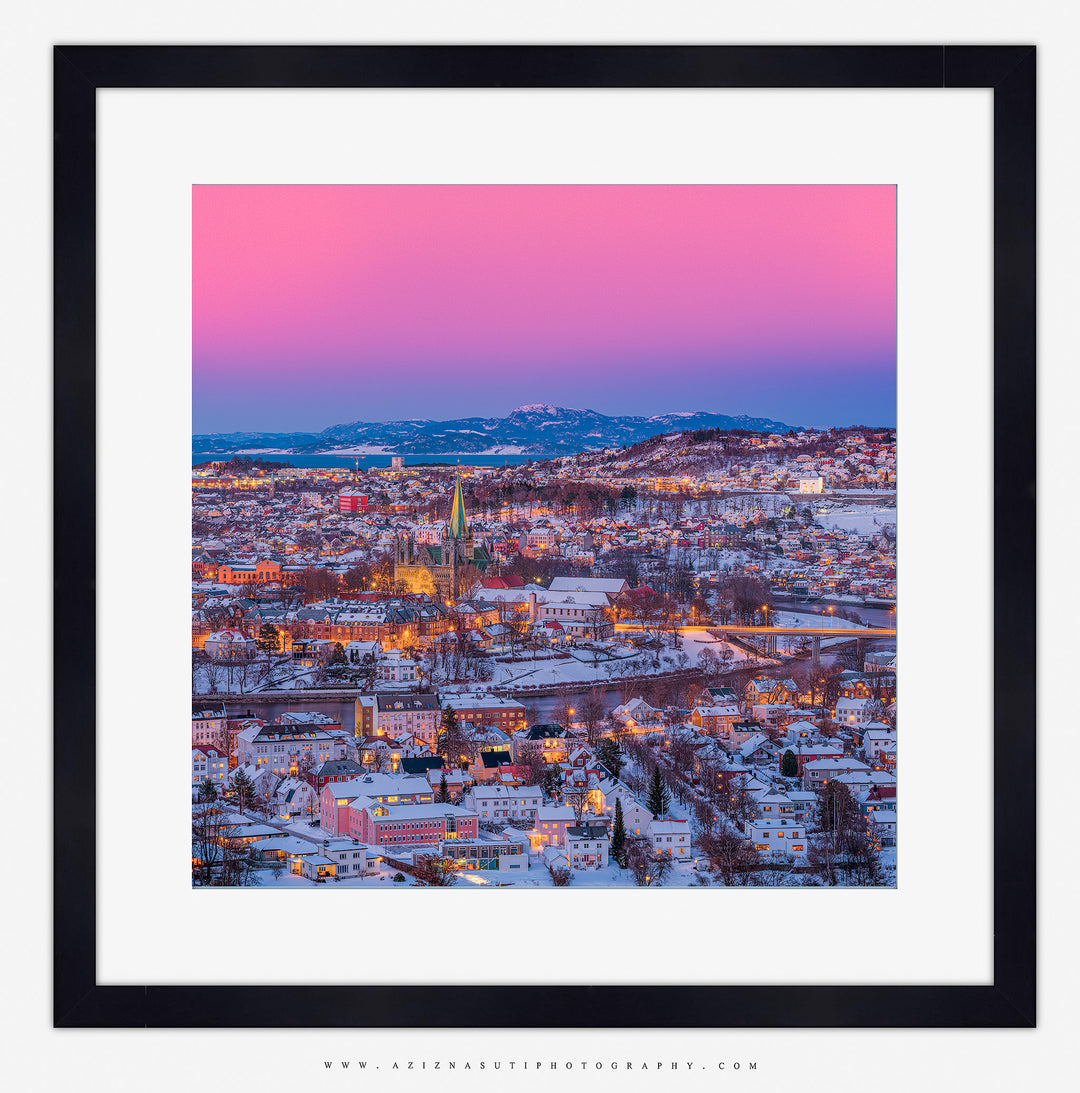 The Magic Pinkish/bluish Colors of Winter Over Trondheim