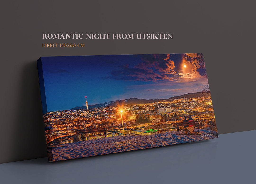 That Romantic Night Over Trondheim From Utsikten (Lerret 120X60) - AZIZ NASUTI ART GALLERY