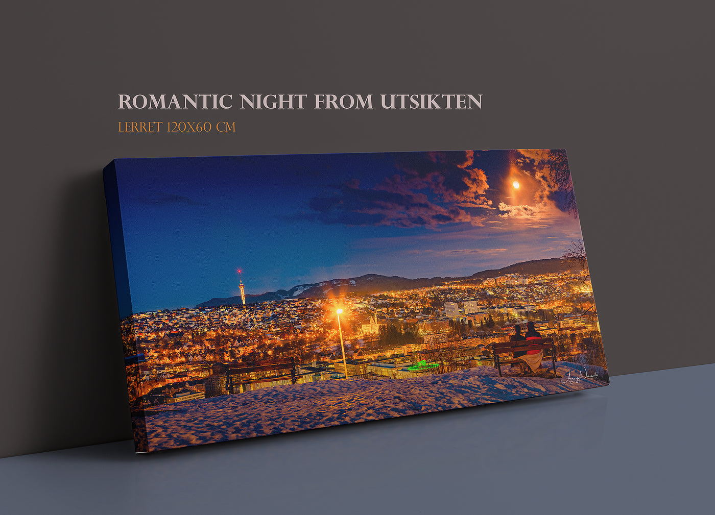 That Romantic Night Over Trondheim From Utsikten (Lerret 120X60cm) - AZIZ NASUTI ART GALLERY