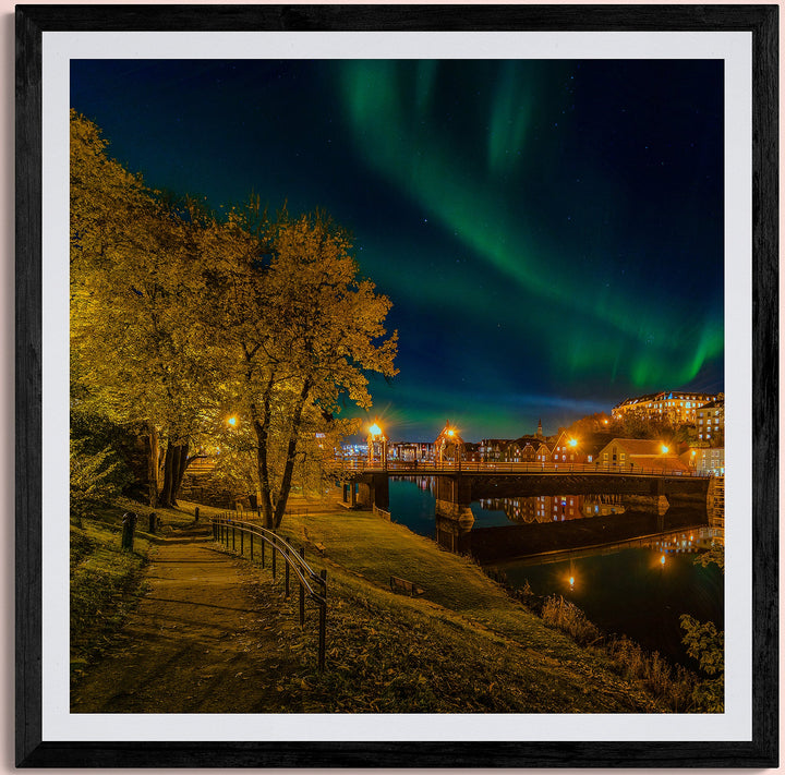 Amazing Northern Light Over Gamlebybro and Bakklandet  100X100  (Limited Edition) - AZIZ NASUTI ART GALLERY